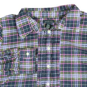 Land's End Top 10 Purple Flannel Plaid Tunic 1/4 Button Side Slits Women’s 2XL